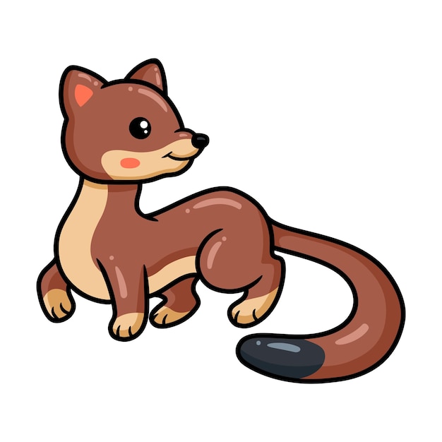 Cute little weasel cartoon posing