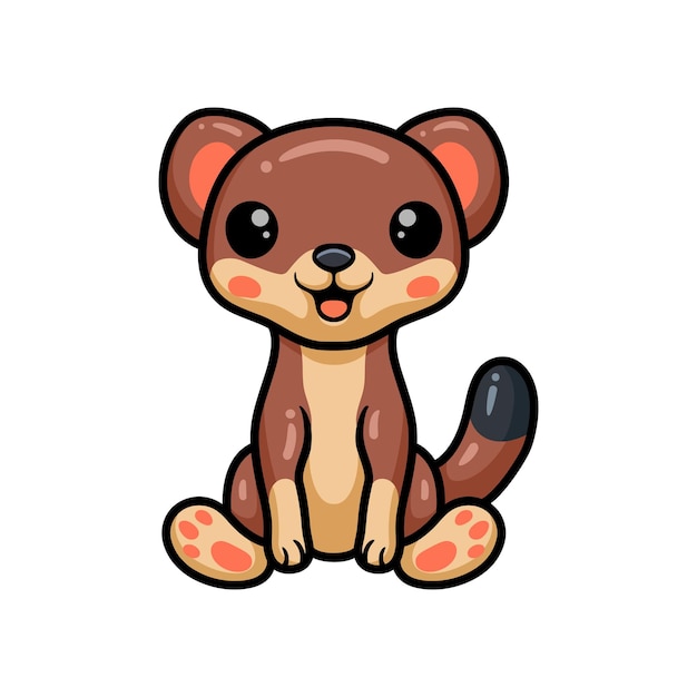 Cute little weasel cartoon sitting