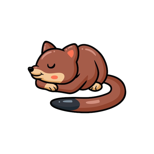 Cute little weasel cartoon sleeping