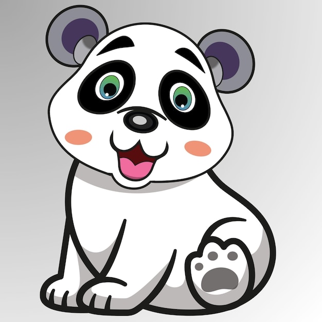 Cute little White panda cartoon