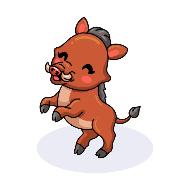 Cute little wild boar cartoon standing