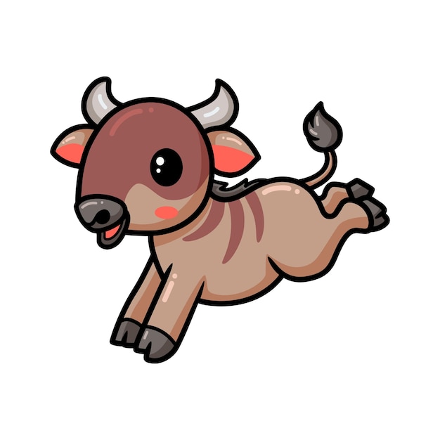 Cute little wildebeest cartoon jumping