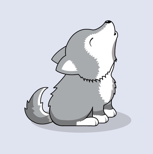 Cute little wolf vector illustration design sitting Premium Vector