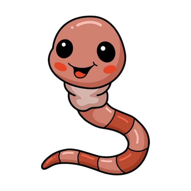 Cute little worm cartoon character