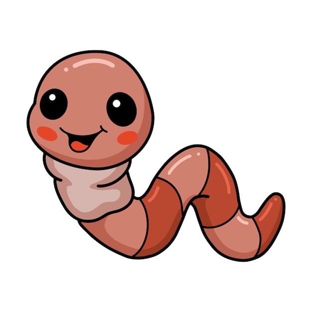 Cute little worm cartoon character