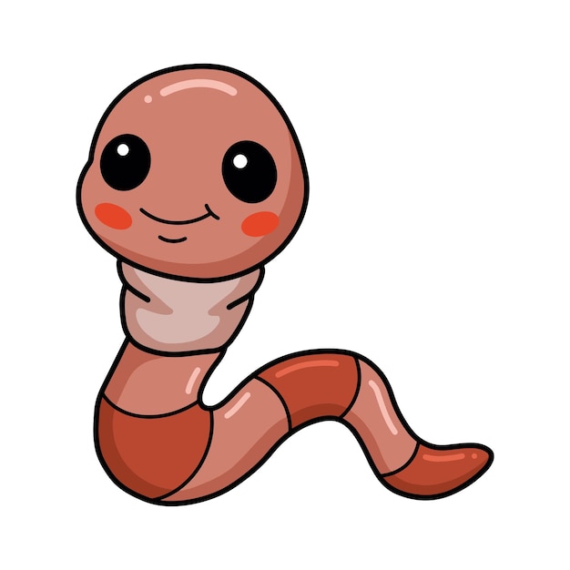 Cute little worm cartoon character