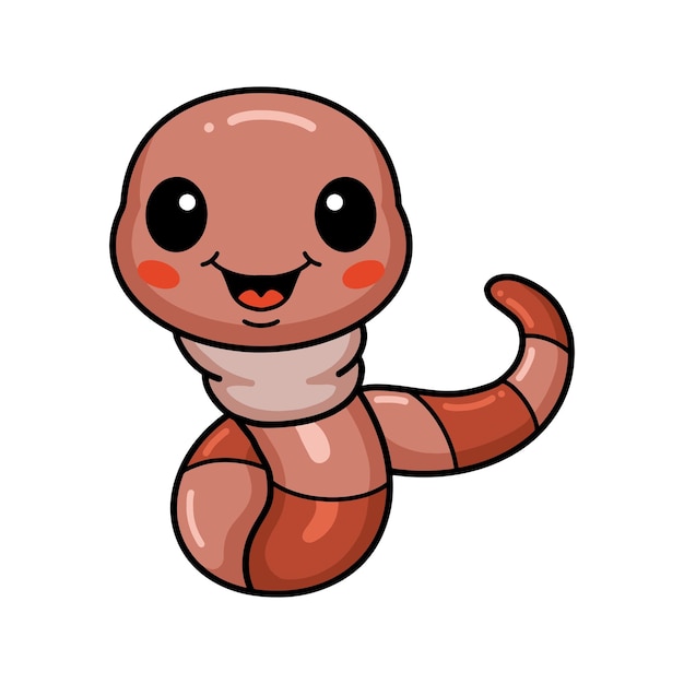 Cute little worm cartoon character