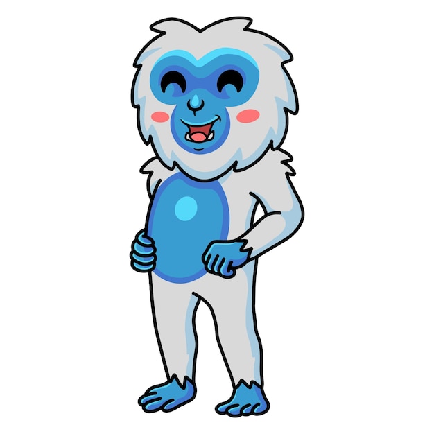 Vector cute little yeti cartoon standing