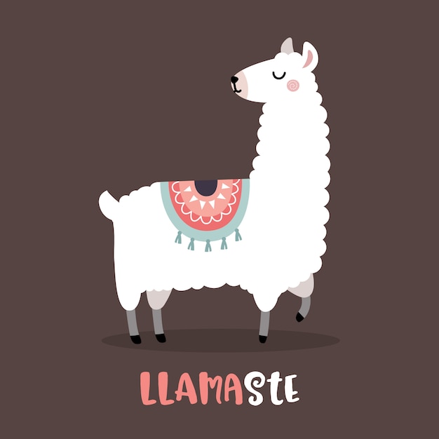 Cute Llama Cartoon with Llamaste Quote