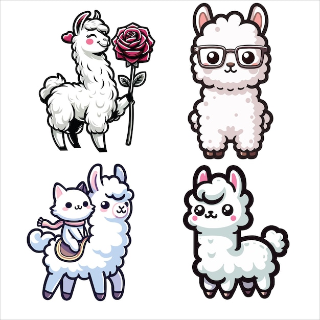 Cute Llama illustration Vector Bundle