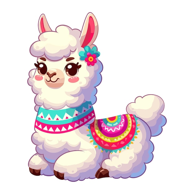 Cute Llama Vector Cartoon illustration