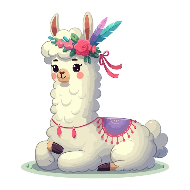 Cute Llama Vector Cartoon illustration