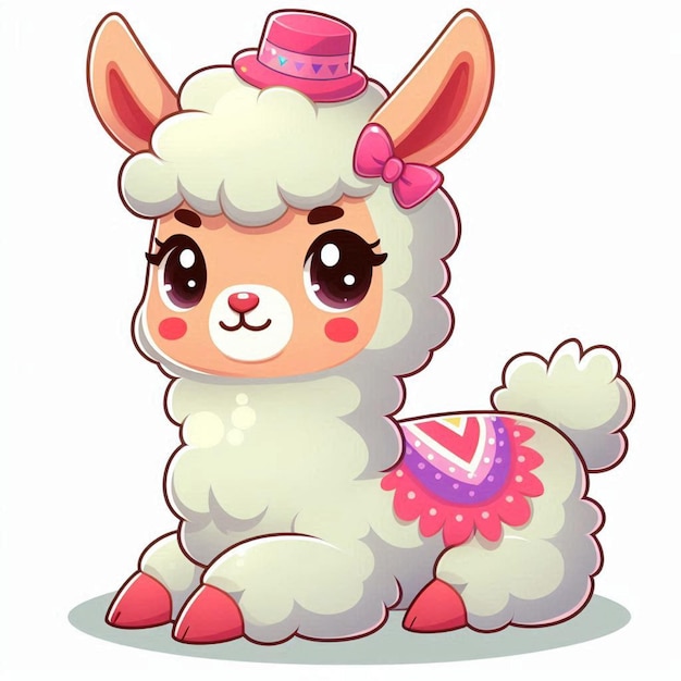 Cute Llama Vector Cartoon illustration