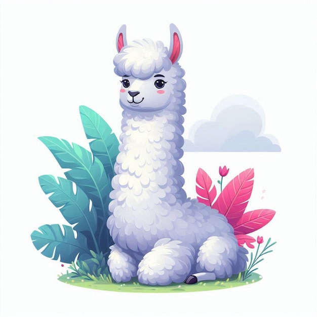 Cute Llama Vector Cartoon illustration