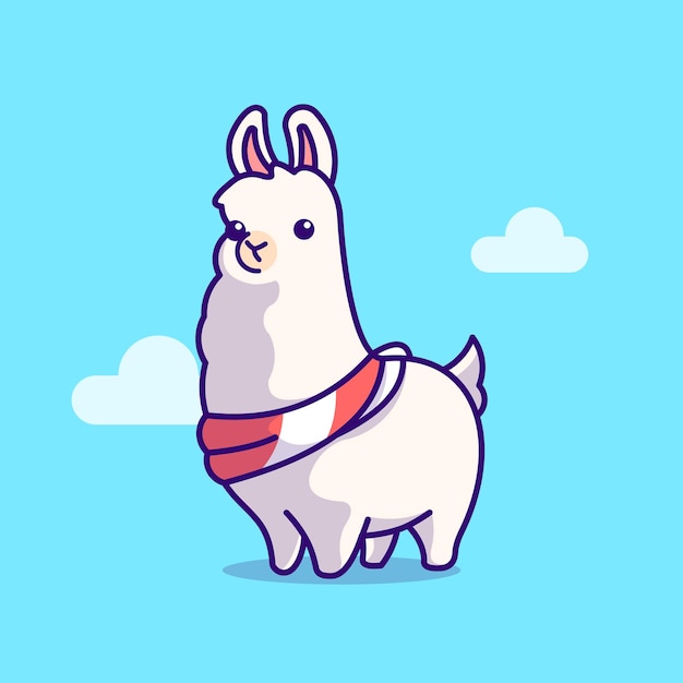 Cute Llama Vector Icon Illustration Alpaca Mascot Cartoon Character