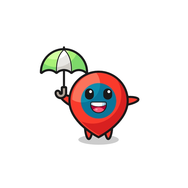 Cute location symbol illustration holding an umbrella