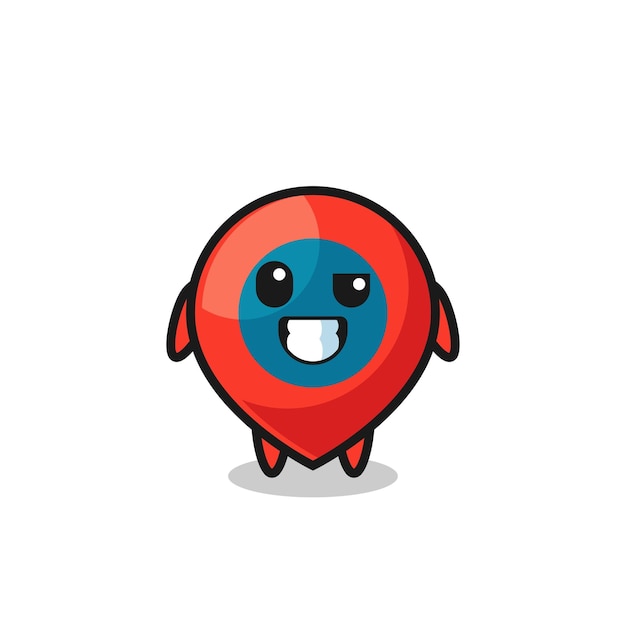 Cute location symbol mascot with an optimistic face