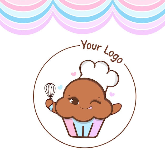 Vector cute logo bakery cupcake vector