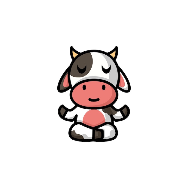 Cute Logo Cow Mascot Character Vector Illustration