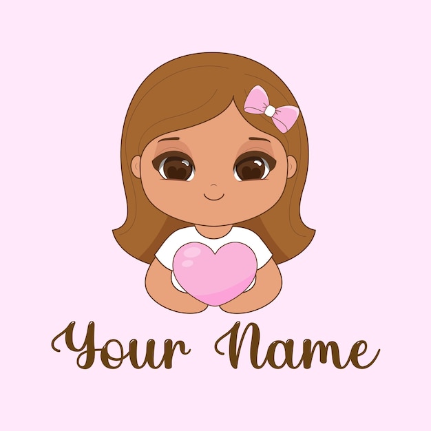 Cute logo mascot kawaii girl Vector