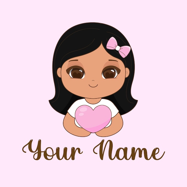 Cute logo mascot kawaii girl Vector