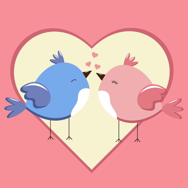 Vector cute love birds. stylish postcard for valentine's day. vector illustration.