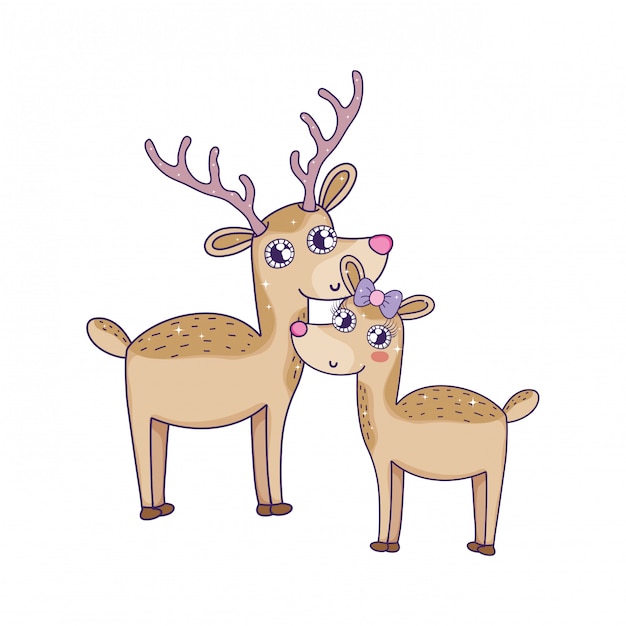 Cute love reindeer couple characters