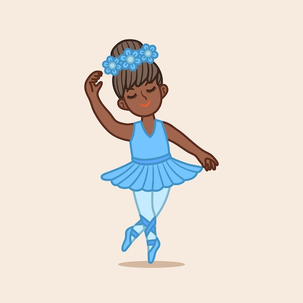 Cute lttle girl ballerina dance color blue