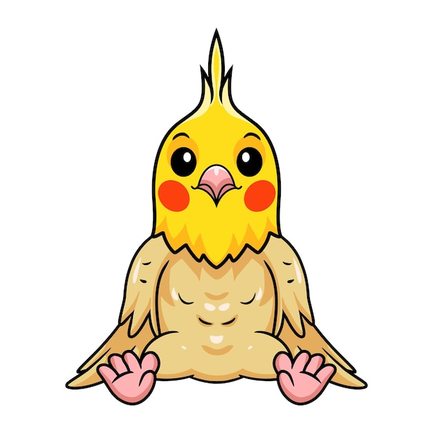 Cute lutino cockatiel bird cartoon