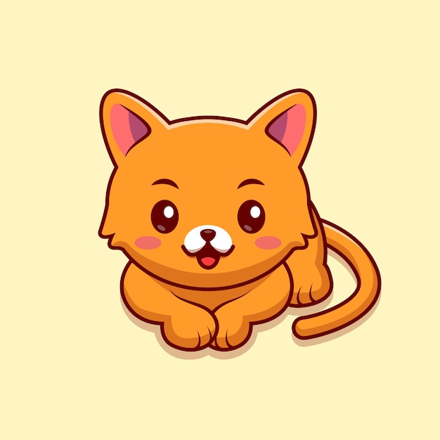 cute lying cat cartoon vector icon illustration