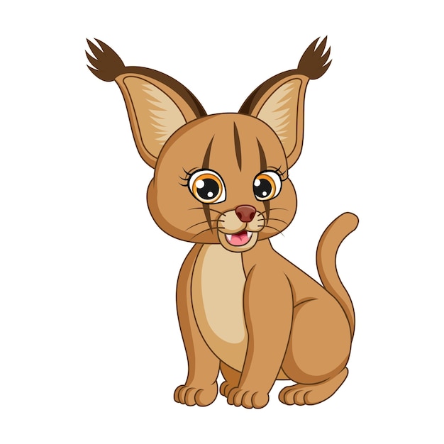 Cute lynx cartoon on white background