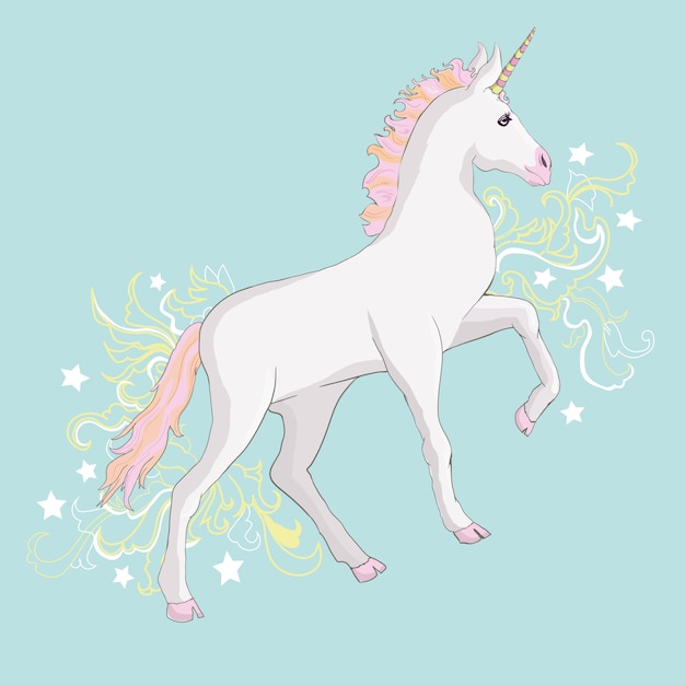 Cute magic Unicorn cartoon fantasy