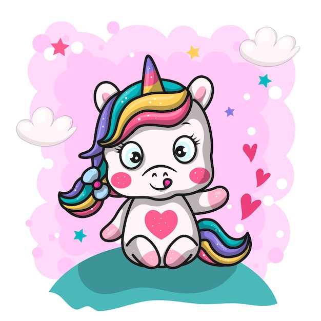 Cute magical unicorn.   hand drawing illustration  