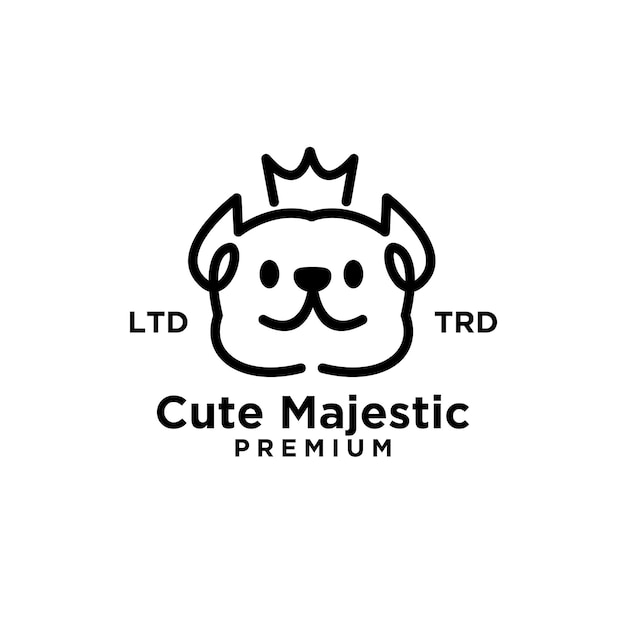 Cute majestic Dog head line art vector logo design