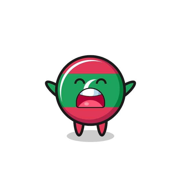 Cute maldives flag mascot with a yawn expression cute design