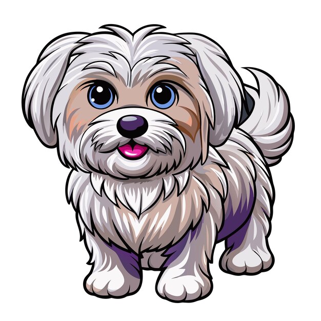 Vector cute maltese dog vector cartoon illustration