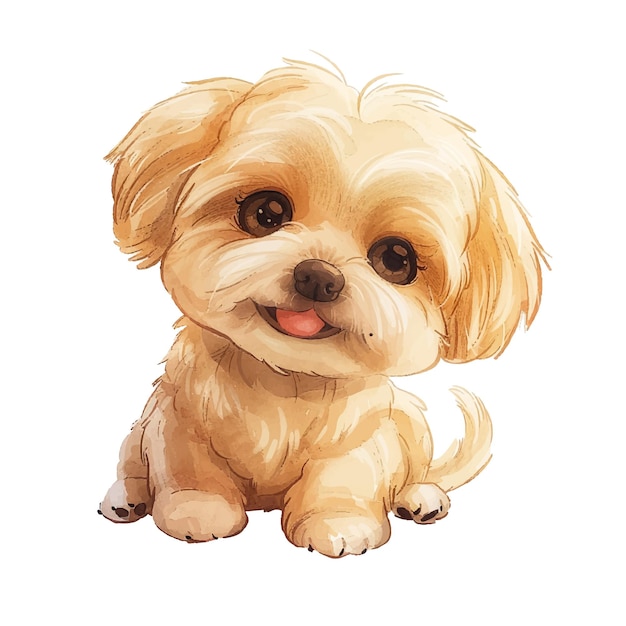 cute maltese vector illustration in watercolour style