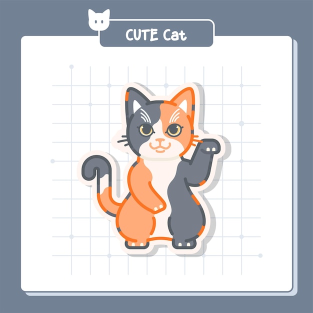 Cute maneki cat illustration sticker