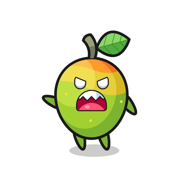 Cute mango cartoon in a very angry pose