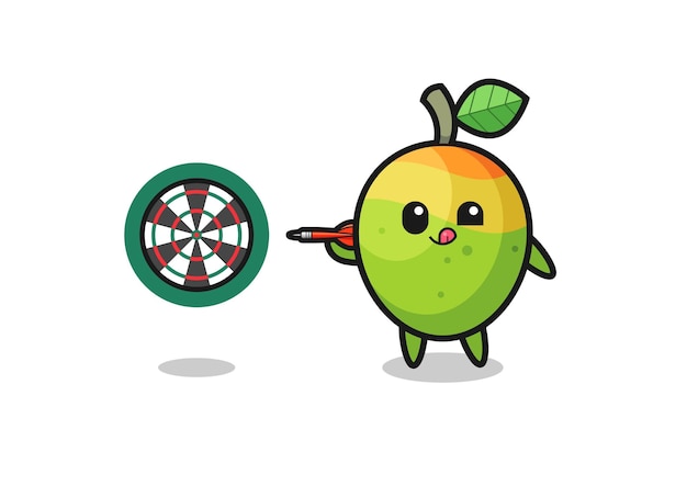 cute mango is playing dart
