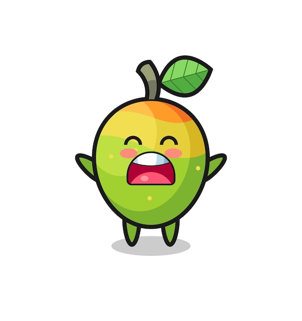 Cute mango mascot with a yawn expression , cute style design for t shirt, sticker, logo element