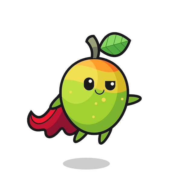 Cute mango superhero character is flying , cute style design for t shirt, sticker, logo element