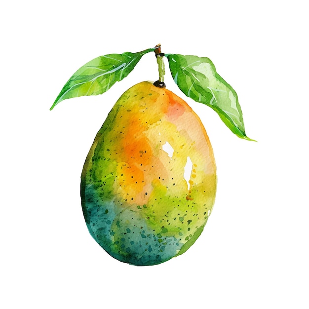 cute mango vector illustration in watercolour style