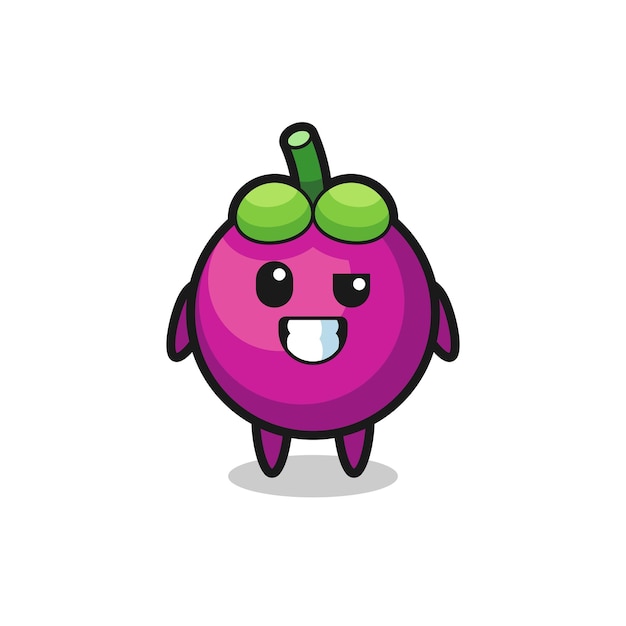 Cute mangosteen mascot with an optimistic face , cute style design for t shirt, sticker, logo element