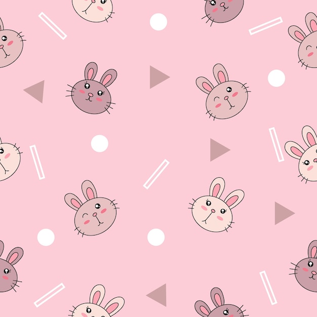 Cute many colorful animal head animal seamless pattern object wallpaper with design light pink