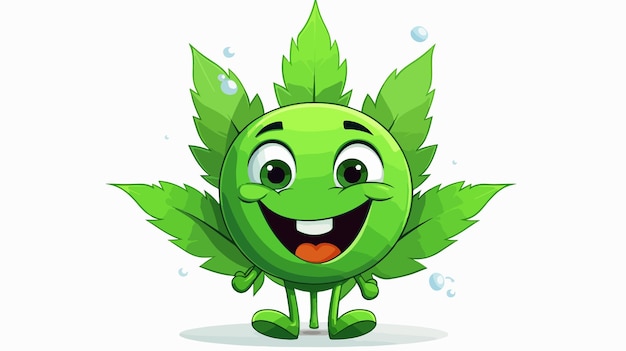 Vector cute marijuana leaf cartoon character illustration for designs