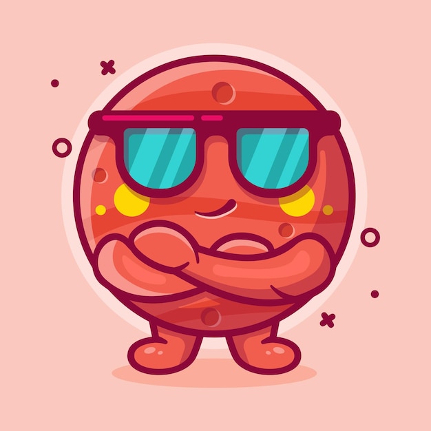 cute Mars planet character mascot with cool expression isolated cartoon in flat style design