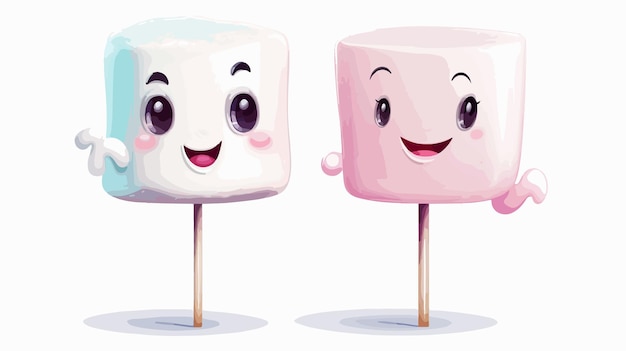 Vector cute marshmallow cartoon character design