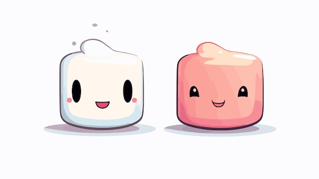 Cute Marshmallow Cartoon Vector with Sweet Marshmallow Logo Design