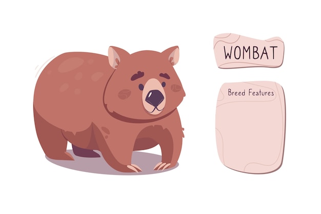 Cute marsupial beast wombat vector